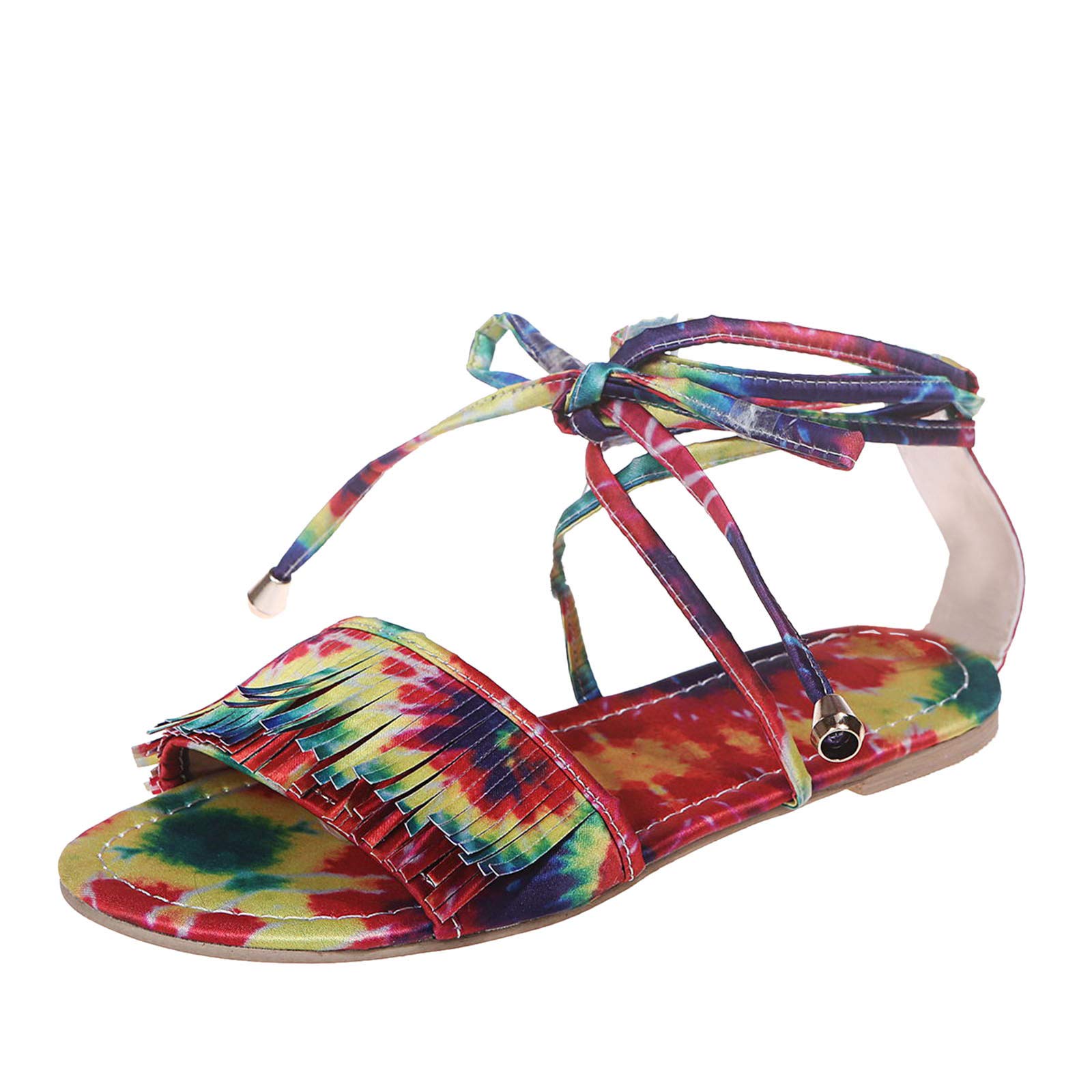 Women's Summer Casual Flat Sandals with Large Strap & Tassel - Comfortable Fashion Footwear for Beach, Vacation, and Everyday Wear