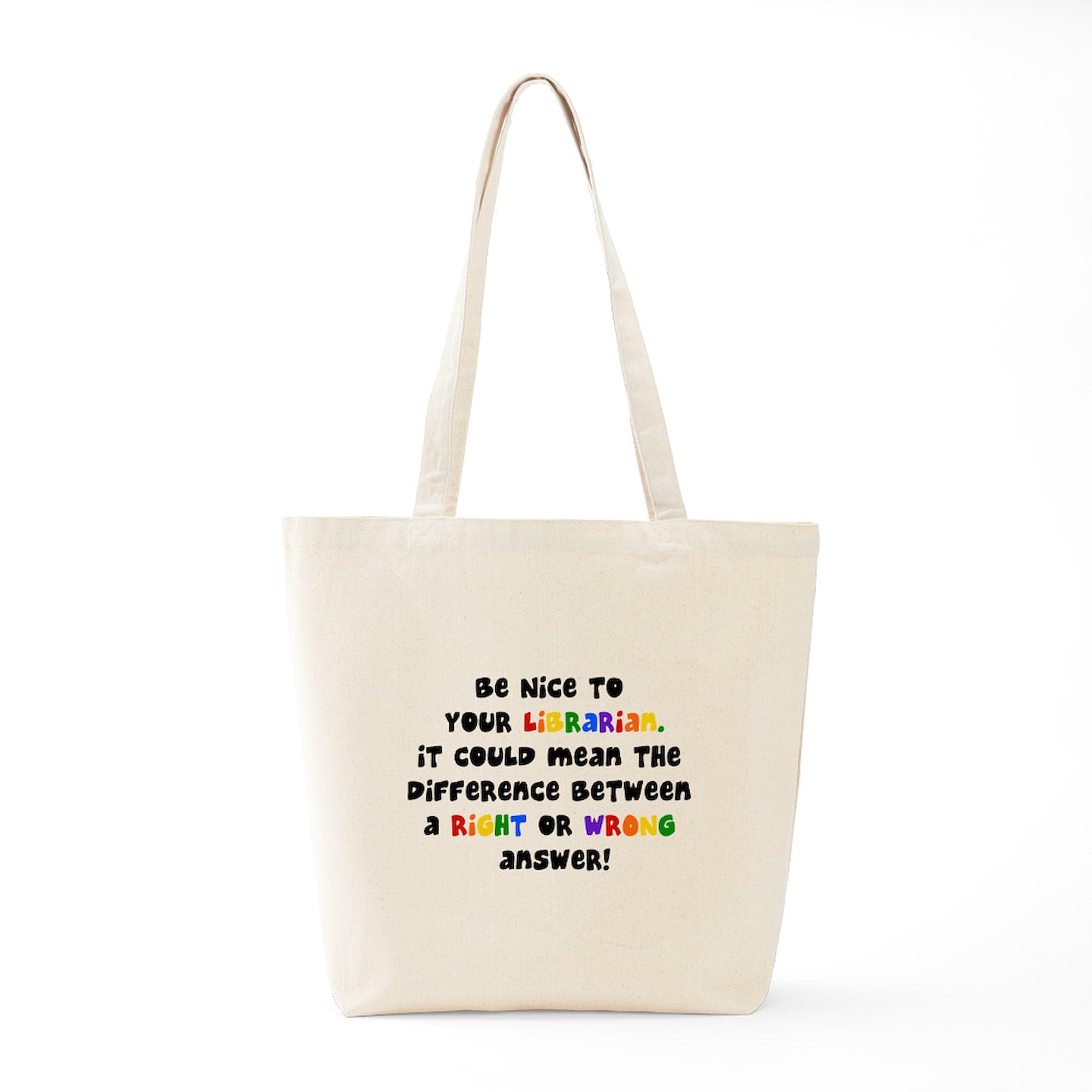 Be Nice To Your Librarian Tote Bag - Natural Canvas Reusable Shopping Bag for Library, Bookstore & Eco-Friendly Grocery Trips