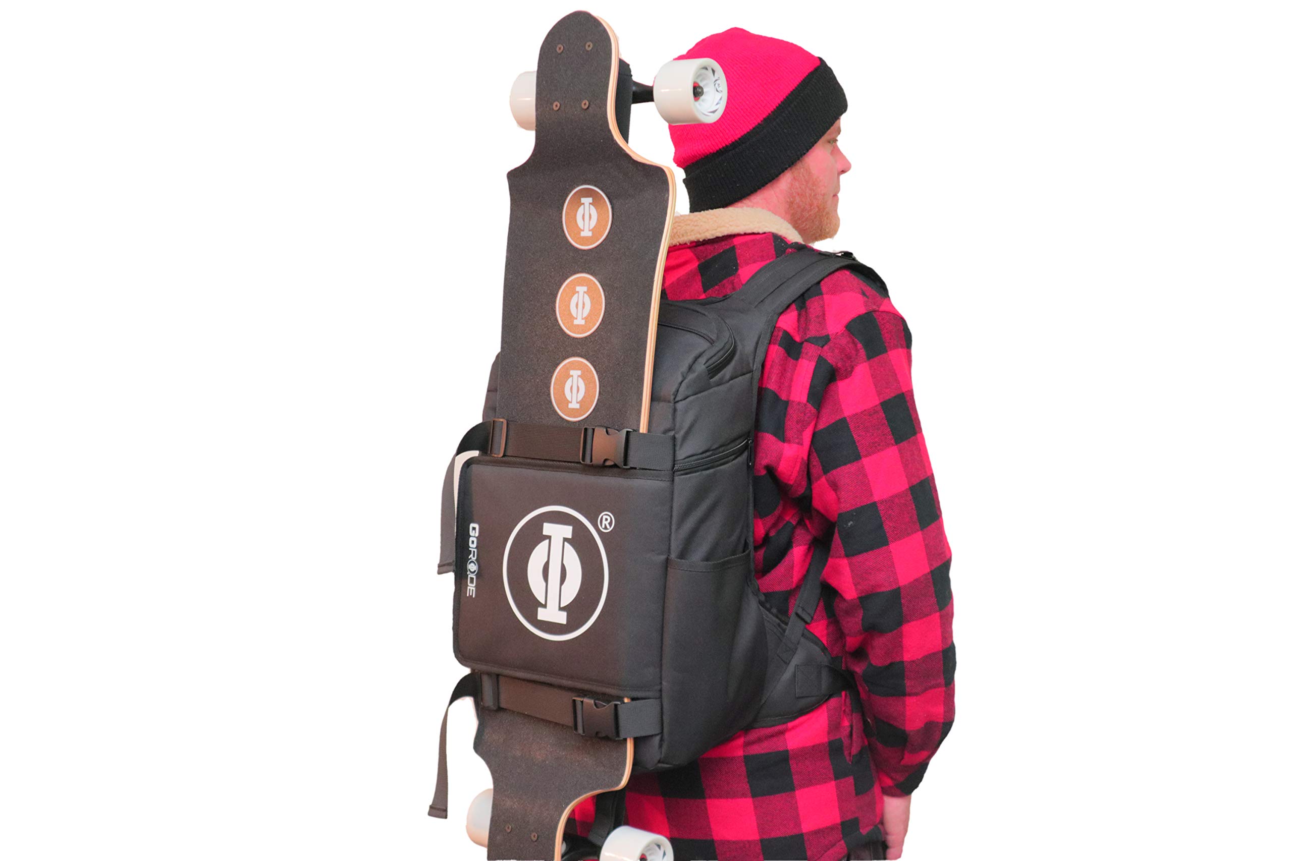 Electric Longboard Skateboard Backpack with Laptop Compartment - Waterproof & Durable E-Board Carrier Bag for Commuting, Campus & Outdoor Adventures