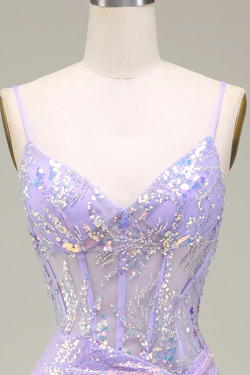 Elegant Light Purple Mermaid Prom Dress for Women - Sparkly Corset Formal Evening Gown with High Slit | Handmade Custom Party Dress for Homecoming, Wedding & Special Occasions