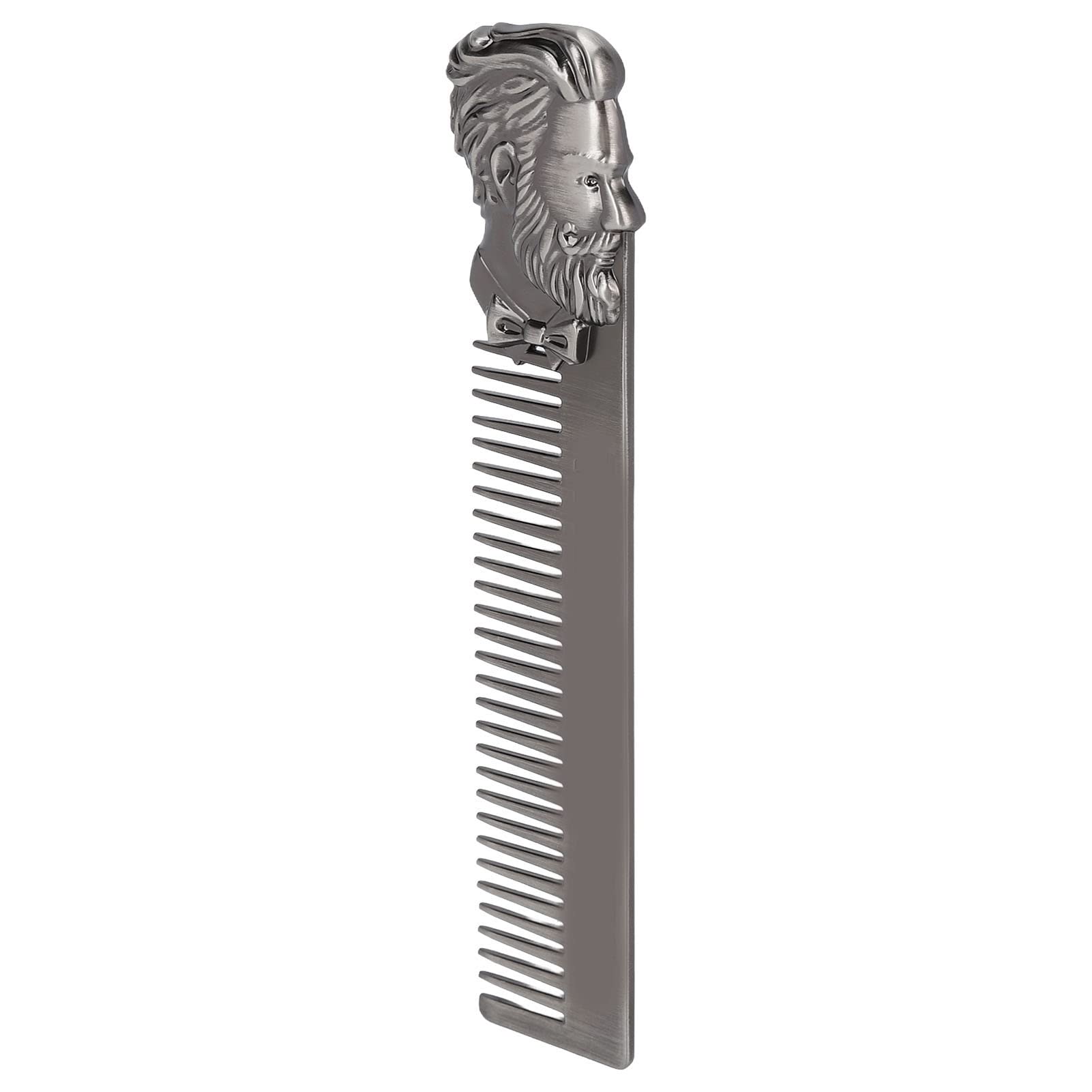 Vintage Zinc Alloy Beard Comb for Men - Smooth Round Teeth Barber Comb for Travel & Grooming - Comfortable Styling Tool for Beards & Mustaches (Silver) - Perfect for Home, Salon & On-the-Go Use