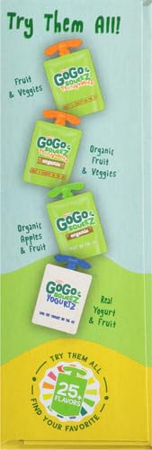 GoGo squeeZ Apple Banana Fruit Pouches, 3.2 oz (Pack of 12) - Unsweetened, Gluten Free, Nut Free & Dairy Free Kids Snacks with Recloseable Cap | BPA Free | Healthy On-The-Go Snack for School, Travel & Lunchboxes