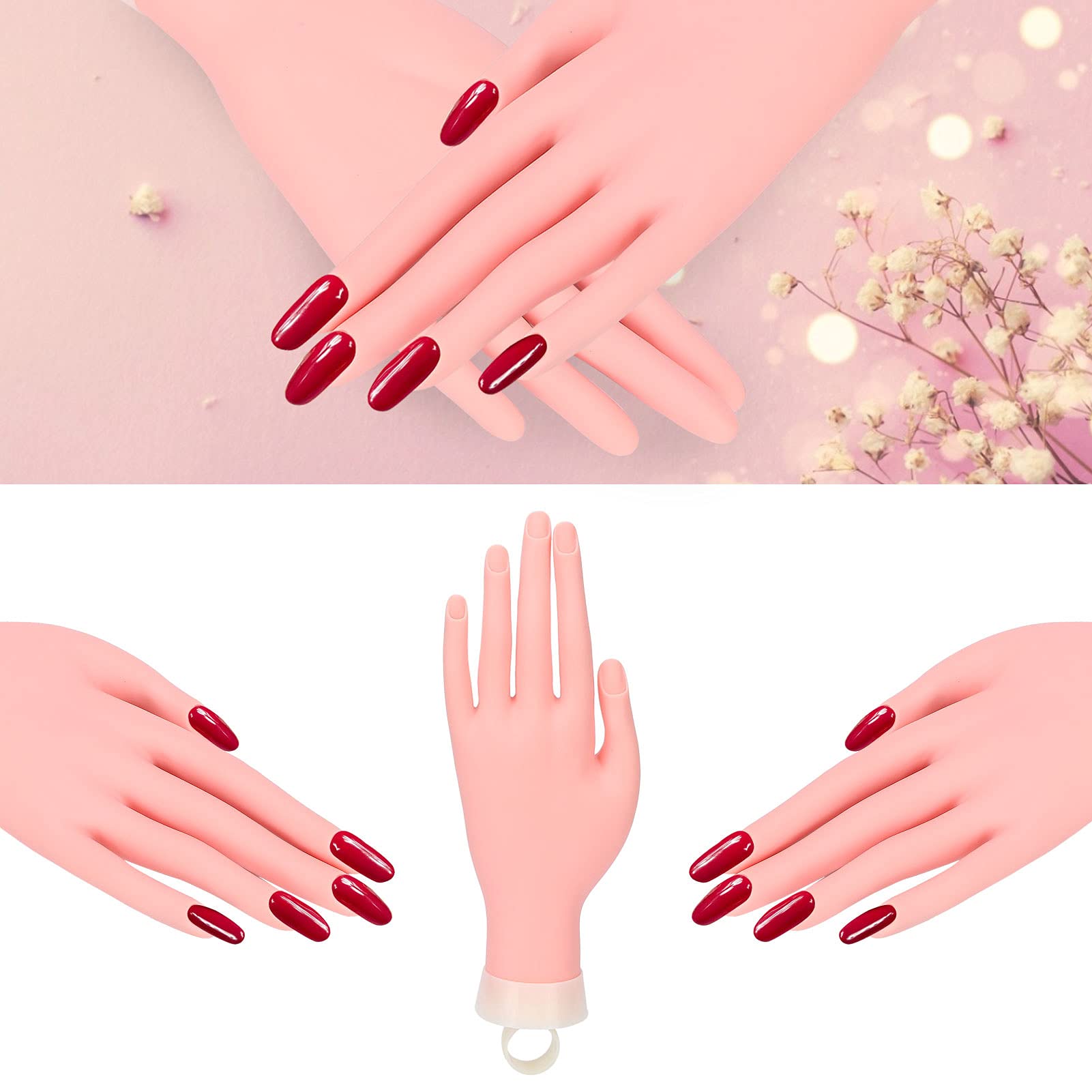 Professional ABS Silicone Nail Art Hand - Mannequin Hand for Nail Salon & Home Practice - Perfect for Nail Tech Training, Display & DIY Manicure Practice