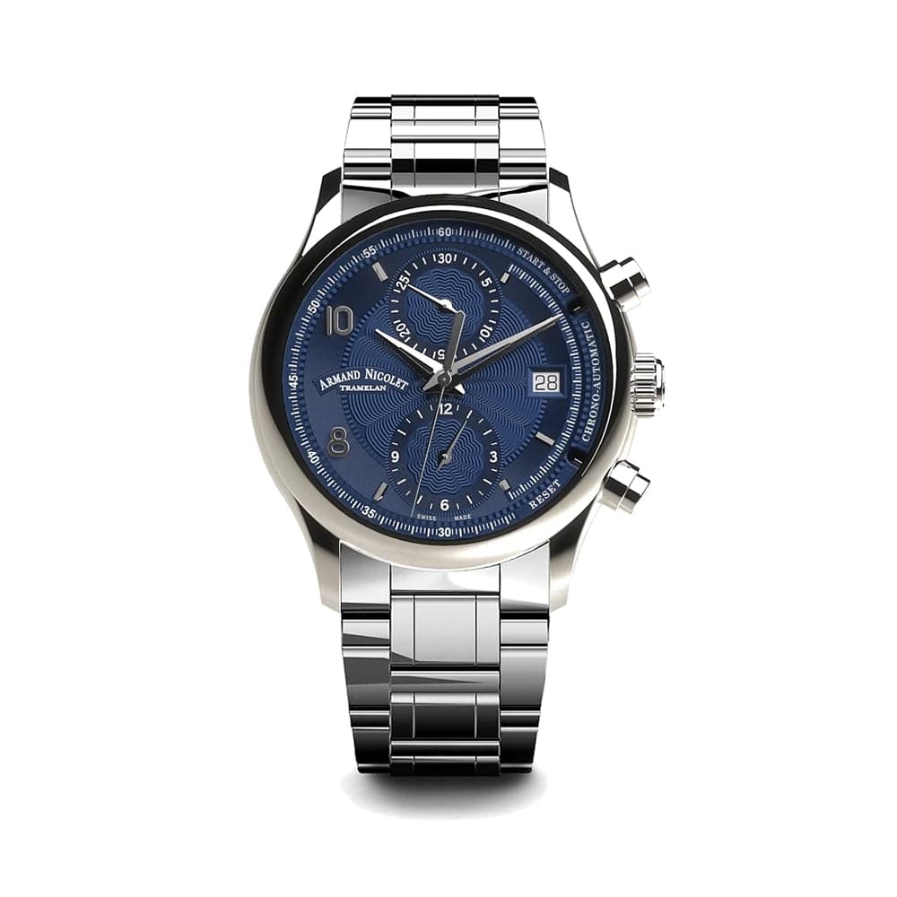 Armand Nicolet A844AAA BU M9742 Men's Luxury Watch with Blue Leather Strap - Perfect for Business, Formal Events & Gift Giving