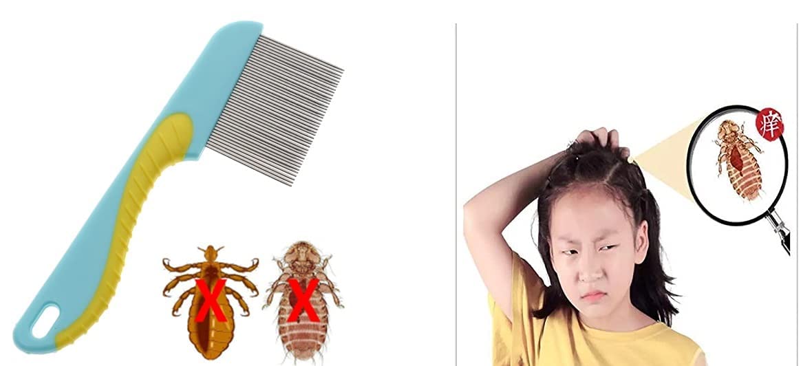 Frackson 2-Pack Stainless Steel Lice Comb Set - Long Handle & Different Models for Effective Head Lice and Nit Removal - Gentle Treatment for Men, Women & Kids - Perfect for Home, School & Travel Use