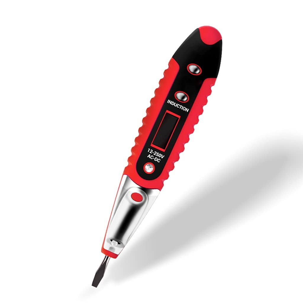 WYFDP Smart Non-Contact Voltage Tester Pen - AC/DC 12V-250V Electric Current Detector, Digital Sensor Test Pencil (Red) - Perfect for Home Electrical Repairs, DIY Projects & Electrician Safety Tools