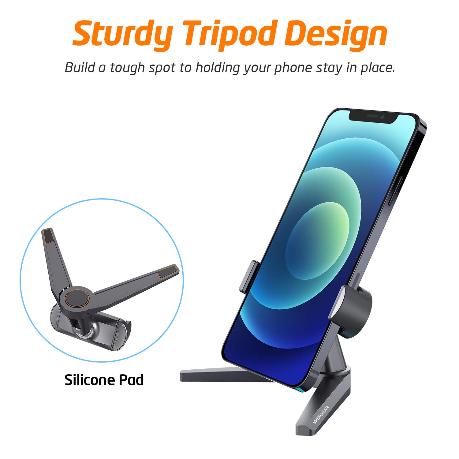 Premium Adjustable Phone Stand for Desk - WixGear Universal Smartphone Holder for iPhone & Android - Perfect for Home Office, Video Calls & Hands-Free Viewing