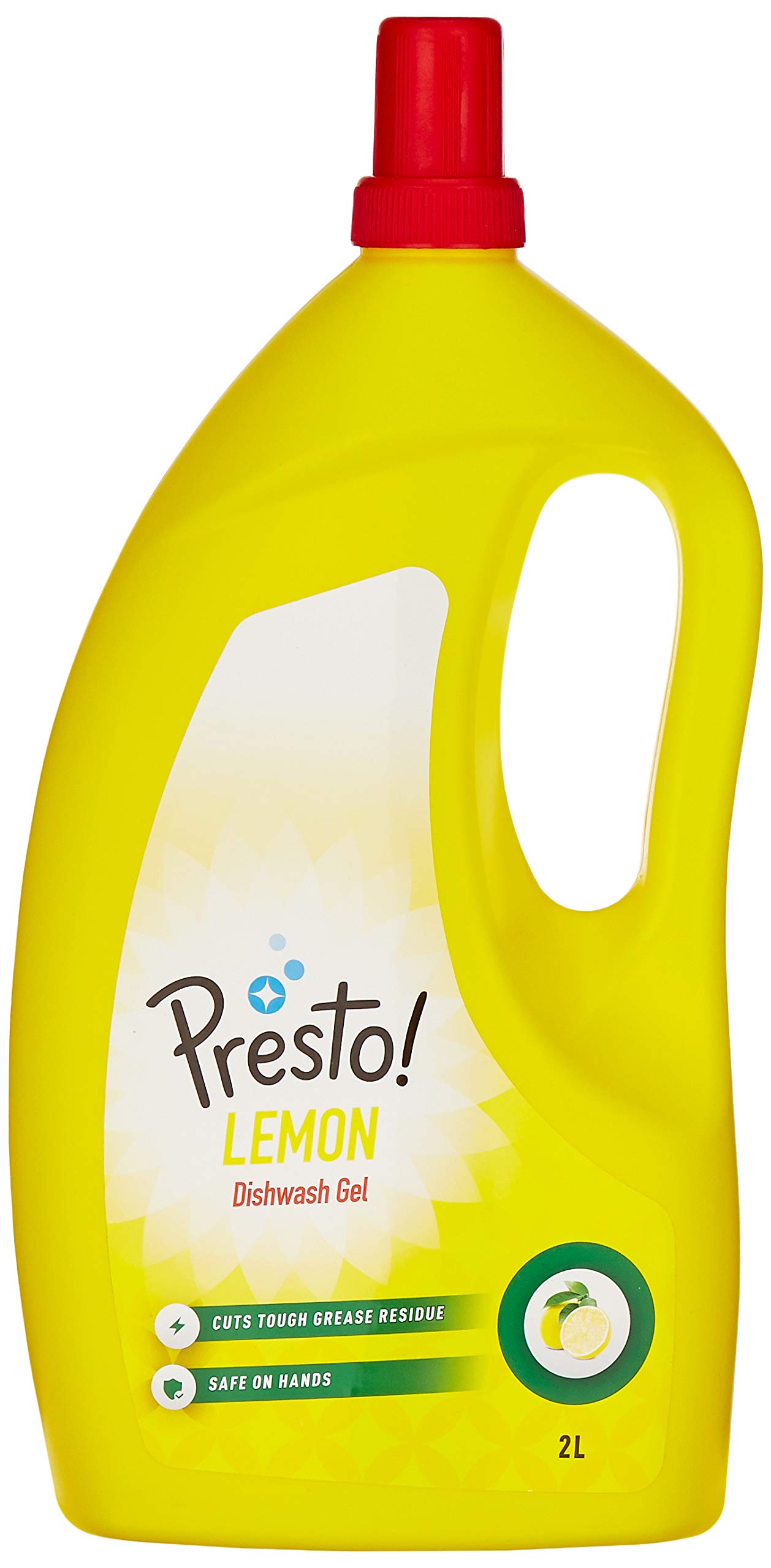 Presto! Lemon Dishwashing Gel - 2 Liter | Safe on Hands | Powerful Grease Cleaner for Pots, Pans & Utensils | Ideal for Kitchen, Camping & RV Use
