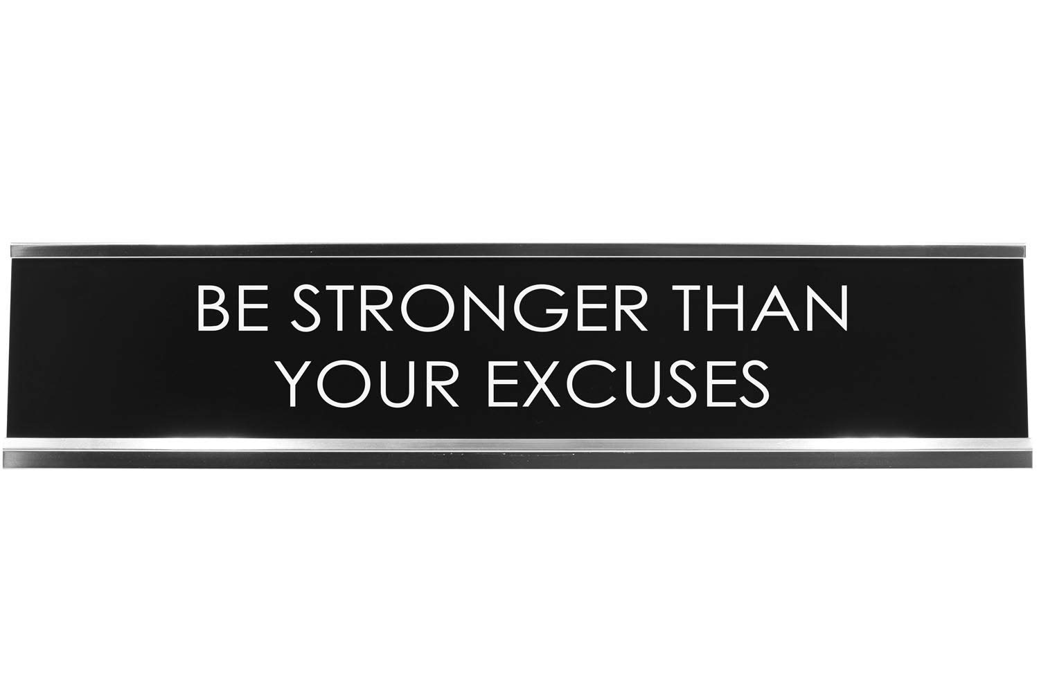 BYLITA Motivational Desk Sign - 'Stronger Than Your Excuses' Inspirational Office Decor for Work, Home & Gym - Perfect for Workstations, Desks & Fitness Areas