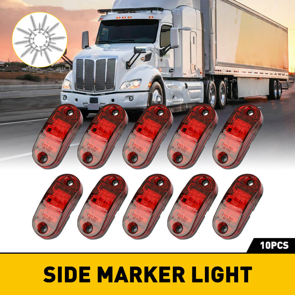 2.5 Inch Oval LED Side Marker Lights for Truck, Trailer, RV - 10pcs (Red, Yellow, White) - Waterproof & Durable for Night Driving Safety & Spare Tire Cover Lighting