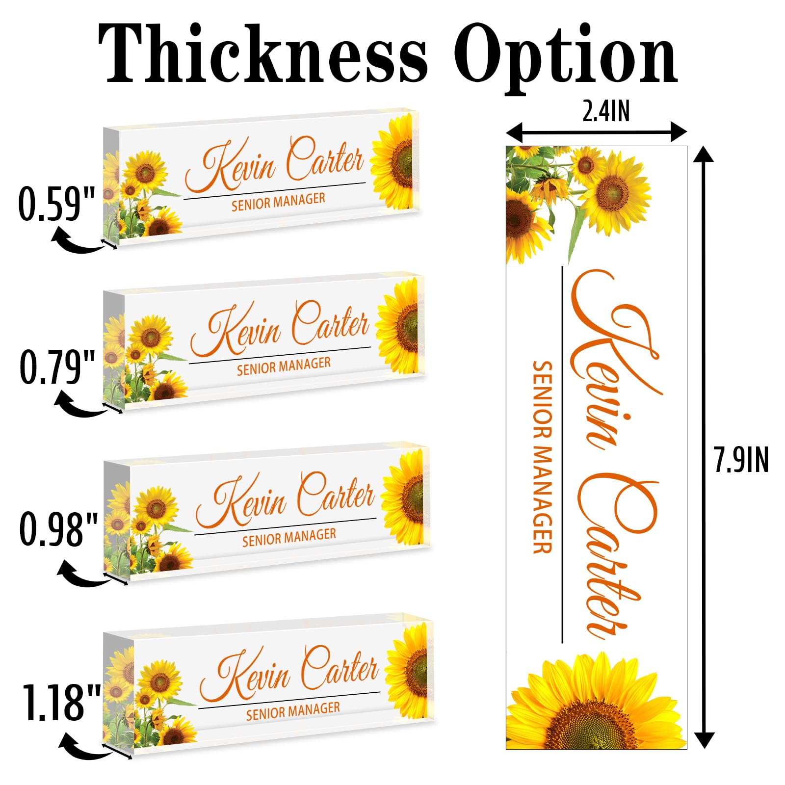 Custom Acrylic Desk Name Plate - Personalized Office Sign for Employee Appreciation Gifts, Funny Desk Decor for Boss, Nurse, Teacher - Perfect for Workplace, Home Office & Professional Settings (Flower A6 Design)
