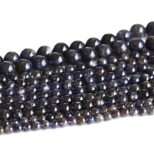 Natural Dark Blue Star Iolite Lynx Stone Dichroite Round Loose Gemstone Beads 8mm 16