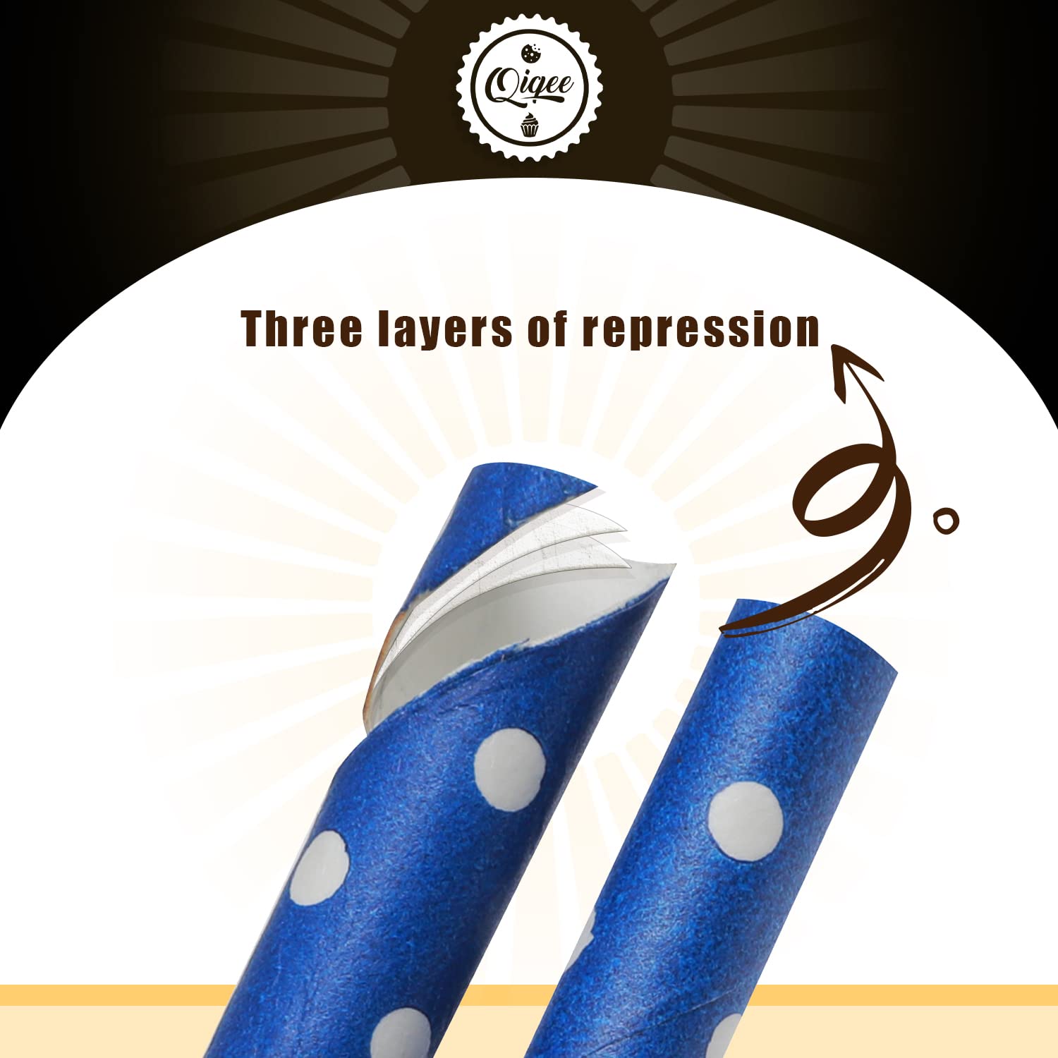 Eco-Friendly Blue Paper Drinking Straws - 150pcs Biodegradable Disposable Straws Bulk (10 Fun Patterns) - Perfect for Parties, Weddings & Eco-Conscious Events