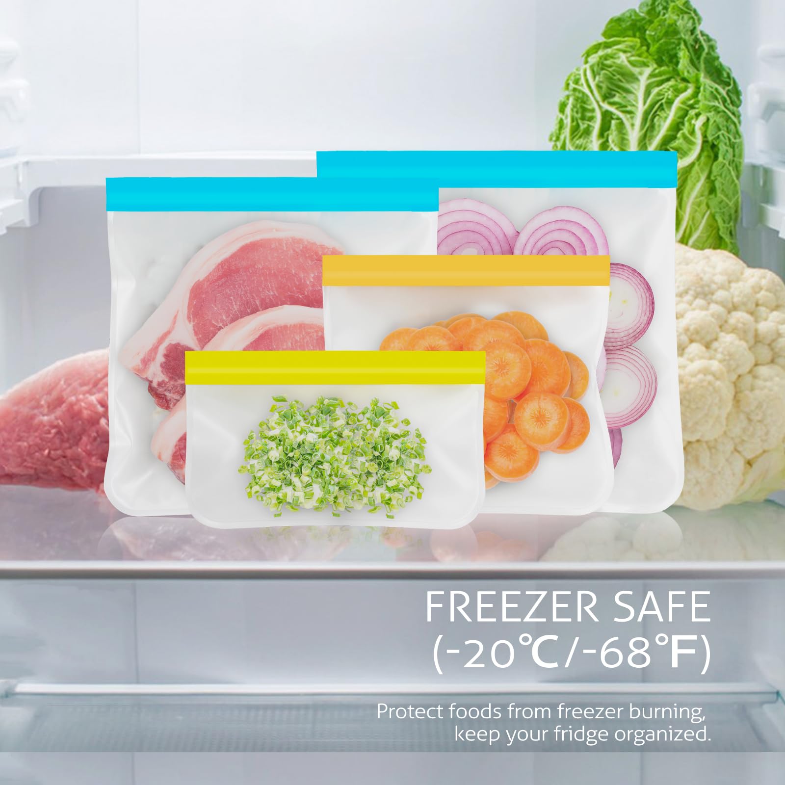 Eco-Friendly Reusable Silicone Food Storage Bags - 10 Pack Dishwasher Safe Freezer Bags (3 Sizes) for Meal Prep, Marinating Meats, Snacks & Travel | Perfect for Kitchen Organization & On-the-Go Lunches