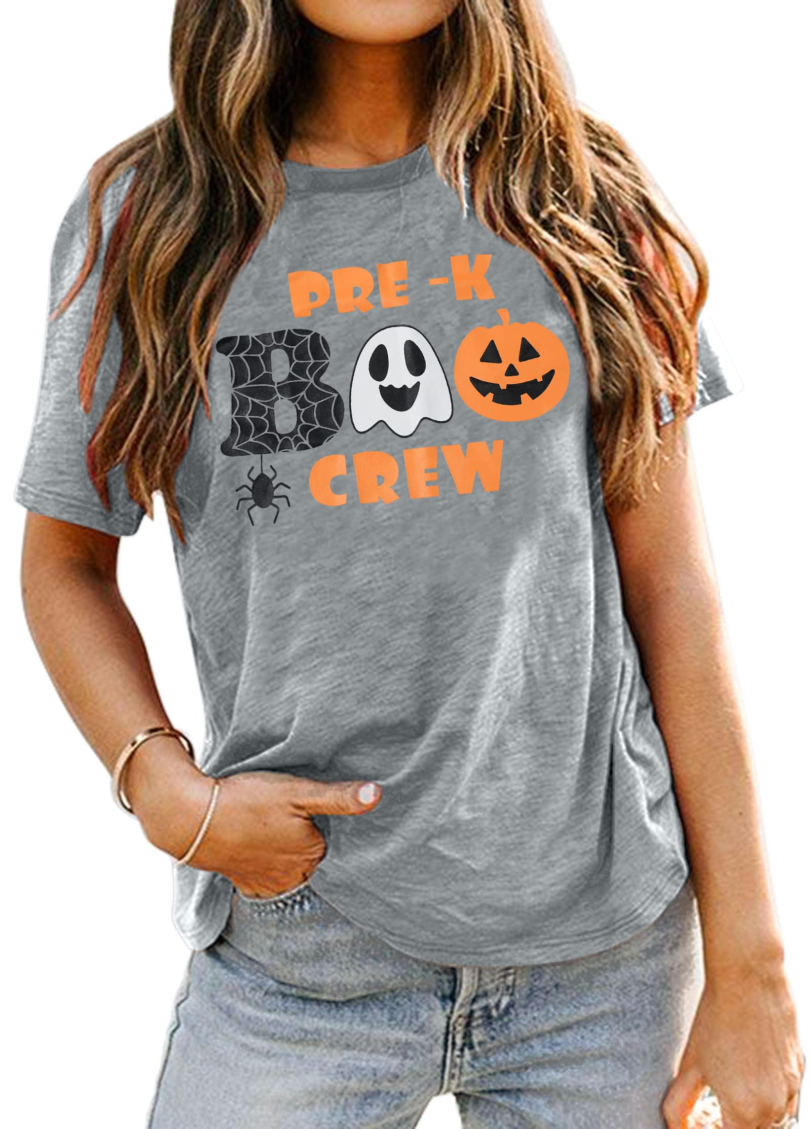 Funny Halloween Teacher T-Shirt - Ghost Pumpkin Graphic Tee for Women | Perfect Halloween Thanksgiving Gift for Teachers | Casual Wear, Costume Party & School Events
