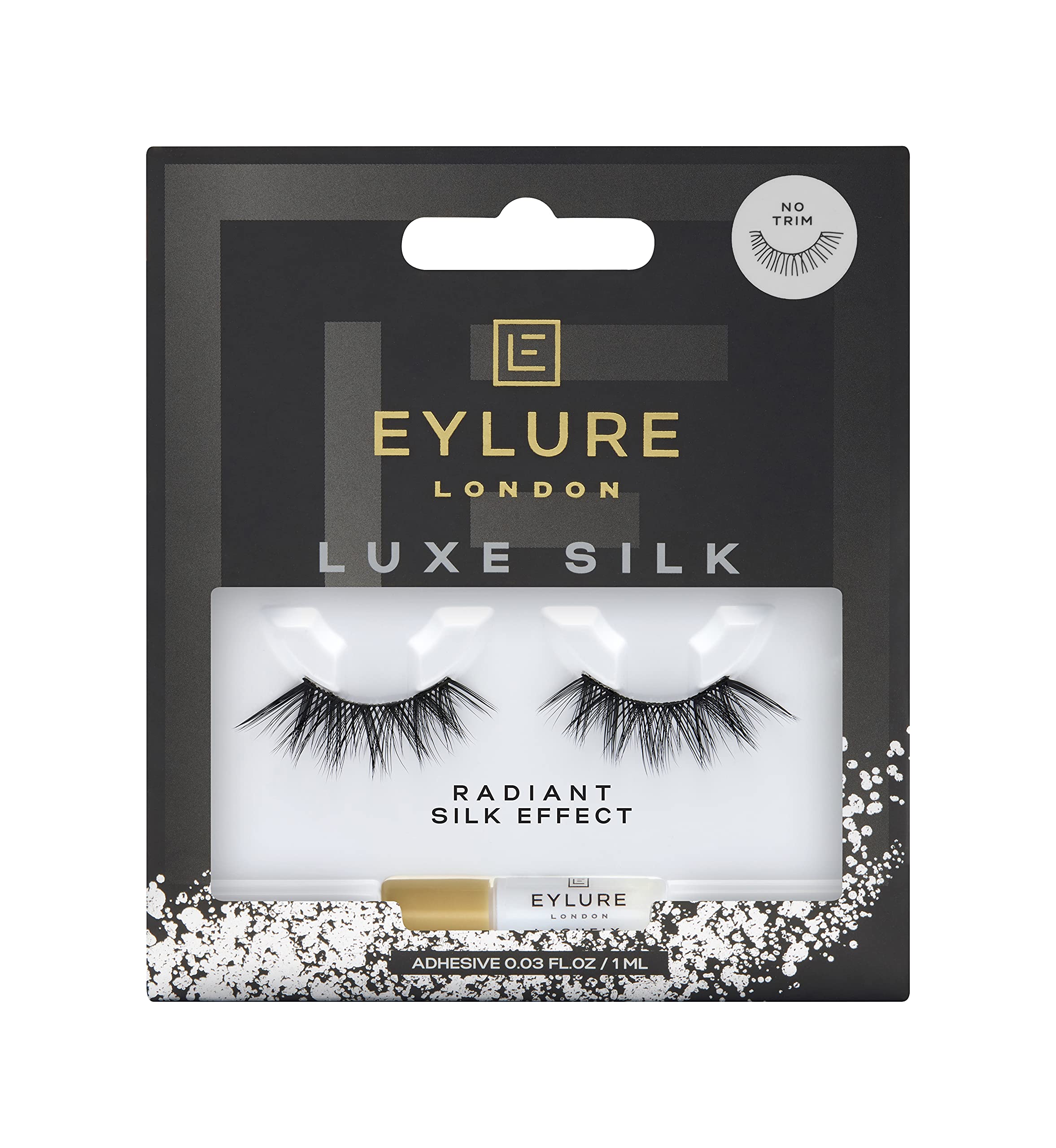 Eylure Luxe Silk Accent Radiant False Eyelashes - Black Reusable Lashes (1 Pair) for Dramatic Eye Makeup & Special Occasions