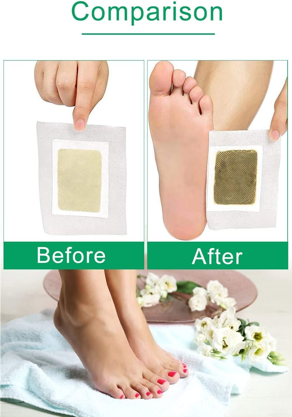 **FI FIDROXIMPERIA Detox Foot Patches - 20 Pack for Stress Relief & Better Sleep | Natural Toxin Removal & Body Cleansing | Pain-Free Foot Pads for Relaxation & Wellness (2 Packs of 10) – Perfect for Nighttime Use & Post-Workout Recovery**