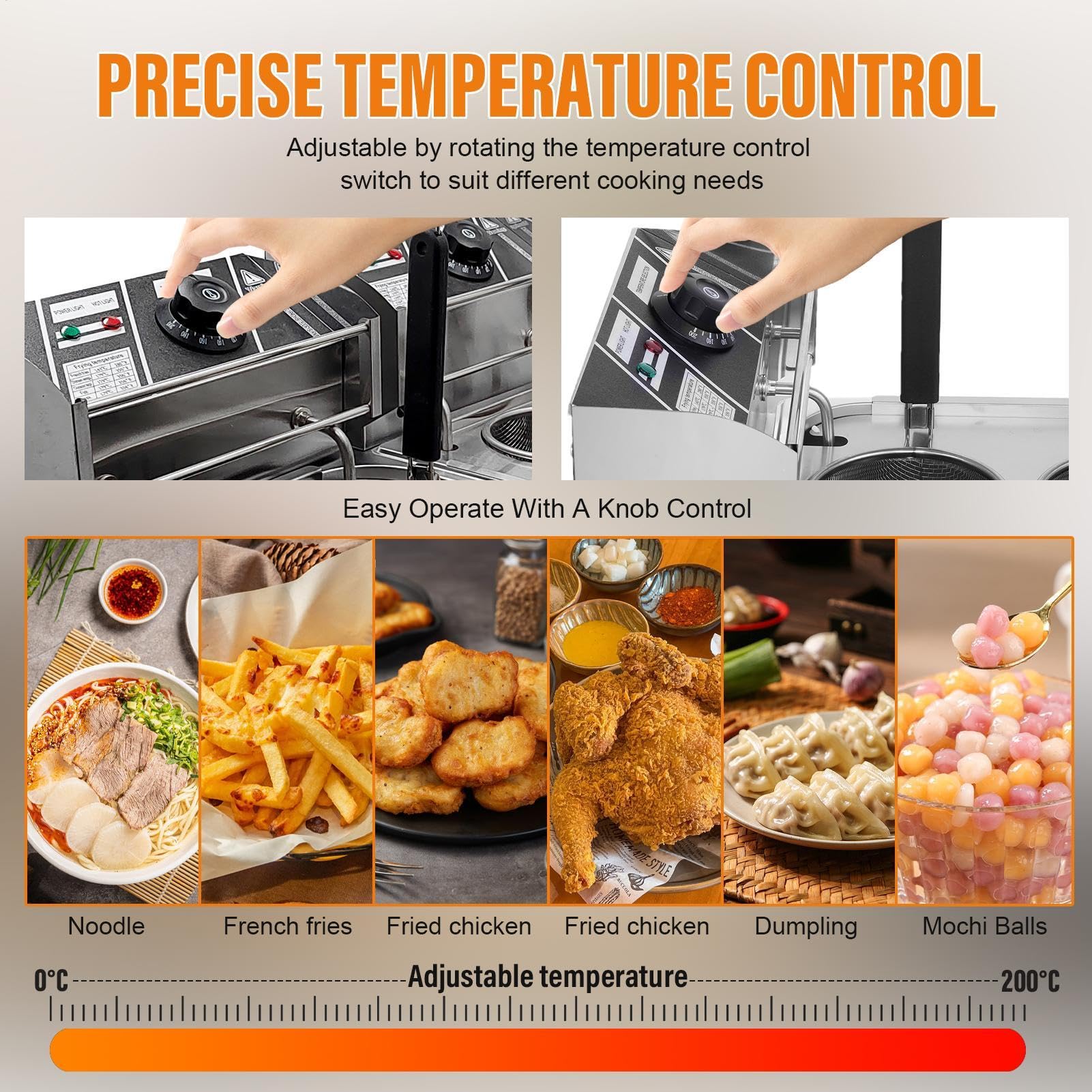 Commercial Electric Deep Fryer 1500W, 6 Basket Stainless Steel Countertop Fryer with Temperature Control & Oil Filtration - Perfect for Restaurants, Fast Food Shops, and Catering Businesses