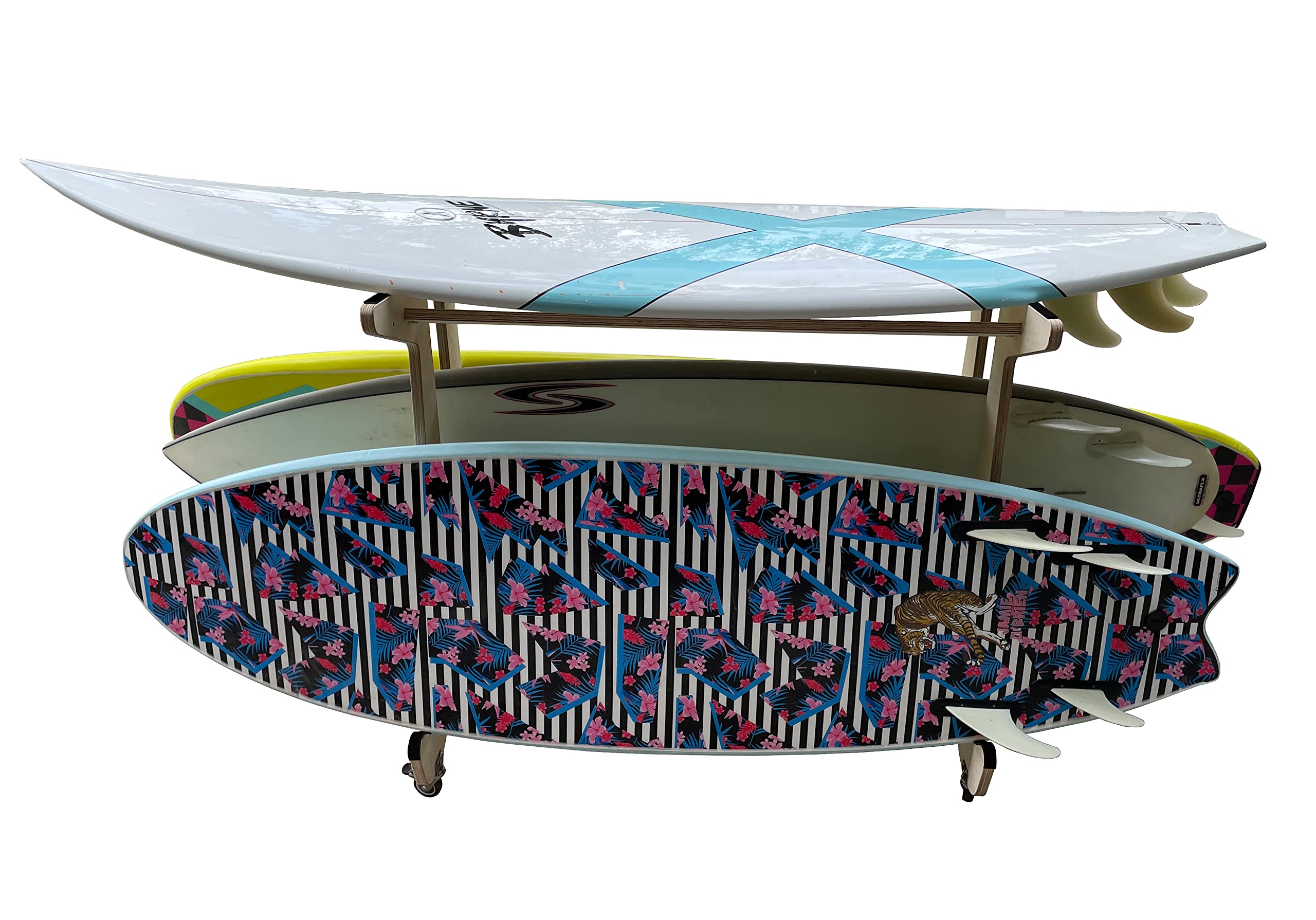 **Drop-in Surfboard Storage Bench - Waterproof & Durable Surf Gear Organizer for Beach Houses, Garages & Outdoor Use**