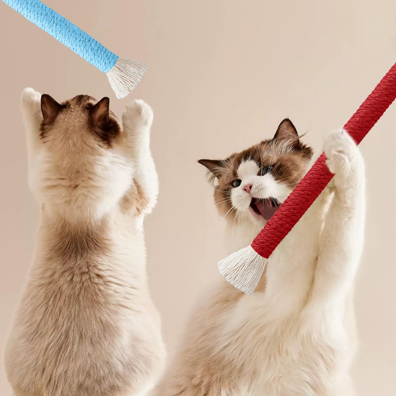 Premium Catnip Toys for Kittens - 7.78 Inch Chew Rope with Natural Sisal Fiber for Teeth Cleaning | Interactive Indoor Cat Teaser Toy | Soothing Stress Relief for Cats (6 Pack) - Perfect for Playtime, Training & Dental Health