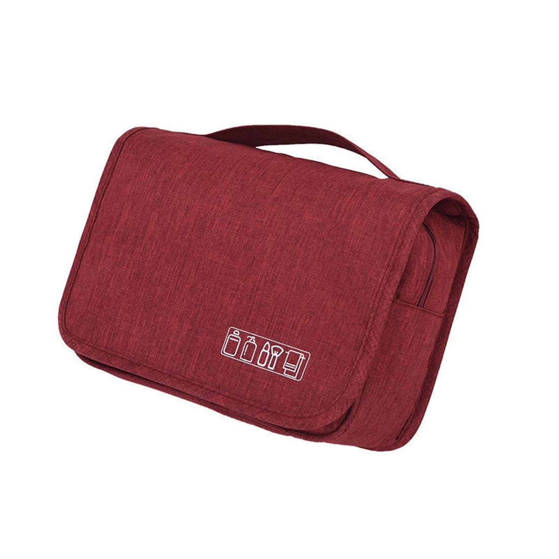 Waterproof Travel Makeup Bag with Hook & Handle - Cosmetic Organizer for Toiletries, Cosmetics, Brushes, Jewelry & Digital Accessories (Wine Red) | Perfect for Vacation, Gym & Daily Use