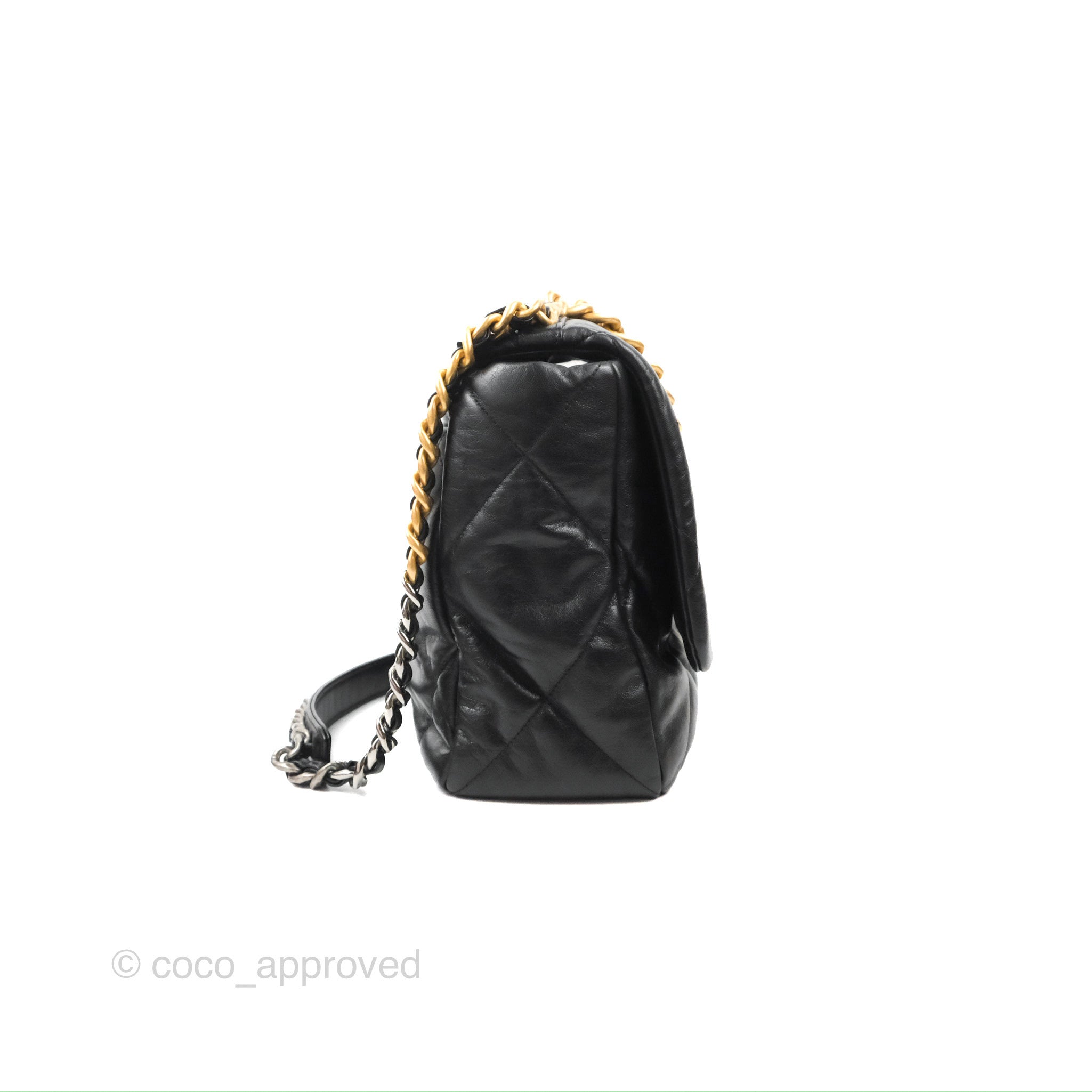Chanel 19 Maxi Flap Bag Black Goatskin Leather with Mixed Metal Hardware - Luxury Designer Handbag for Women, Perfect for Evening Events & Special Occasions