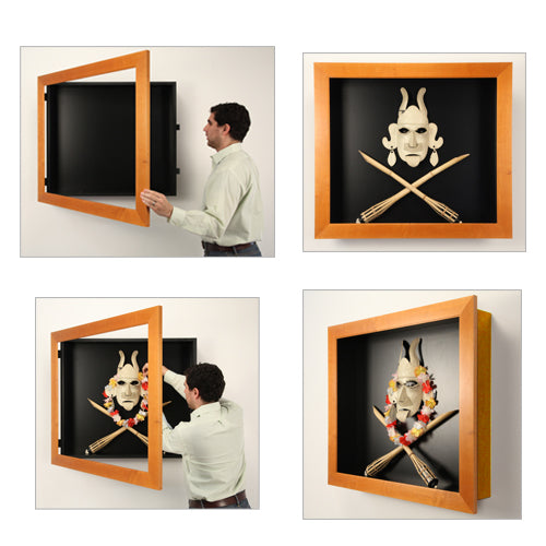 Stylish Wide Wood Framed Shadowbox Swing Frames (2 Deep) - Perfect for Displaying Memorabilia, Photos, and Artwork in Home Decor