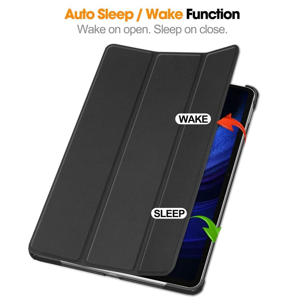 Premium Ultra-Thin PU Leather Hard Shell Case for Xiaomi Pad 6/Pad 6 Pro - Slim Protective Cover with Auto Sleep/Wake | Perfect for Work, Travel & Home Use - Black