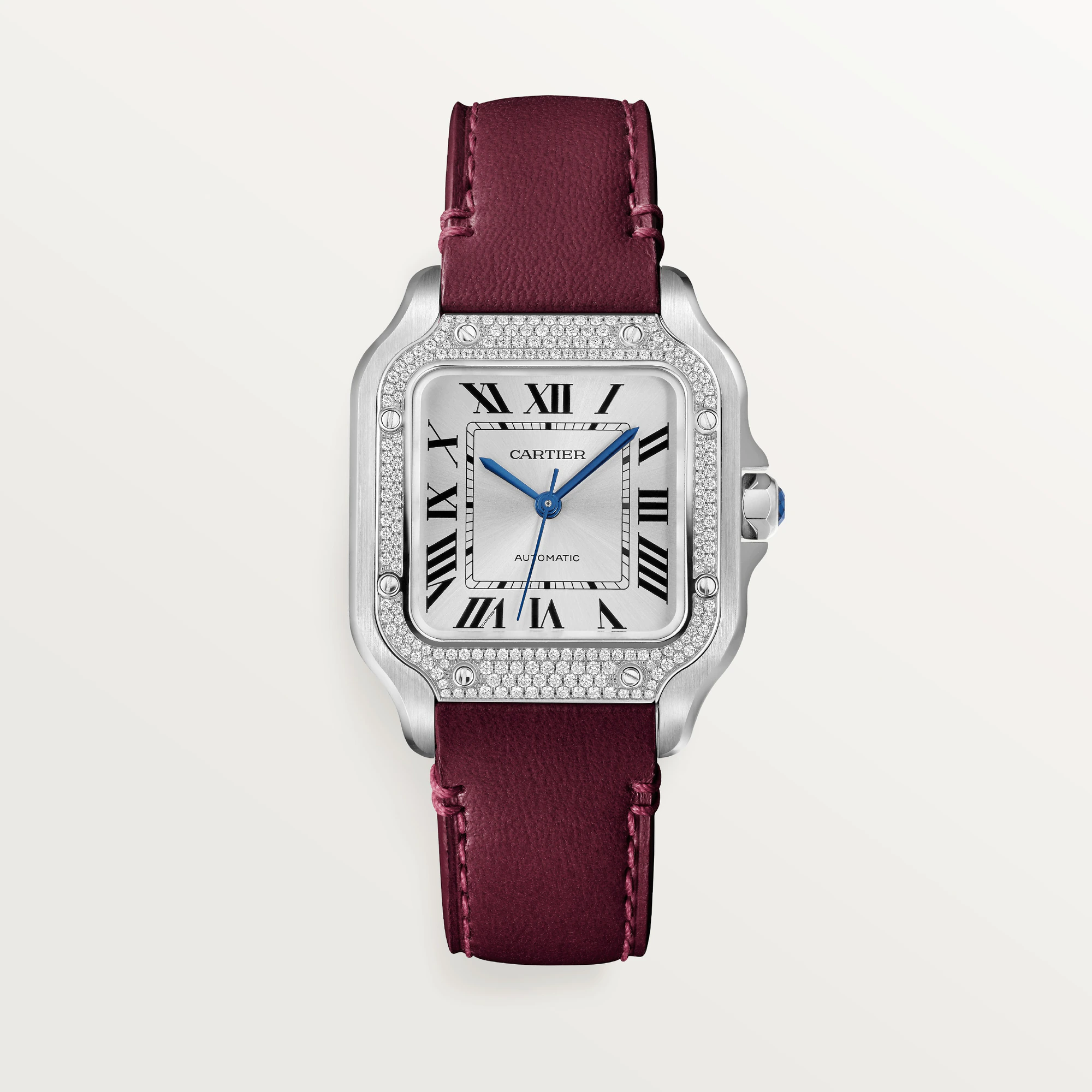 Cartier Santos Stainless Steel Diamond Watch for Men & Women - Luxury Unisex Timepiece for Business, Gifts & Special Occasions