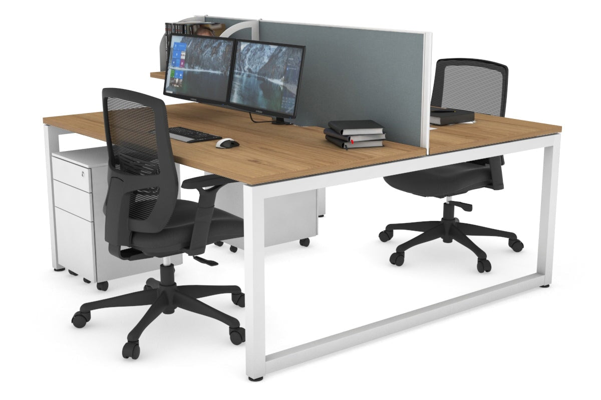 Quadro Loop Legs 2 Person Office Workstation - 1600L x 800W with Cable Management - Modern Shared Desk for Collaborative Workspaces & Home Offices