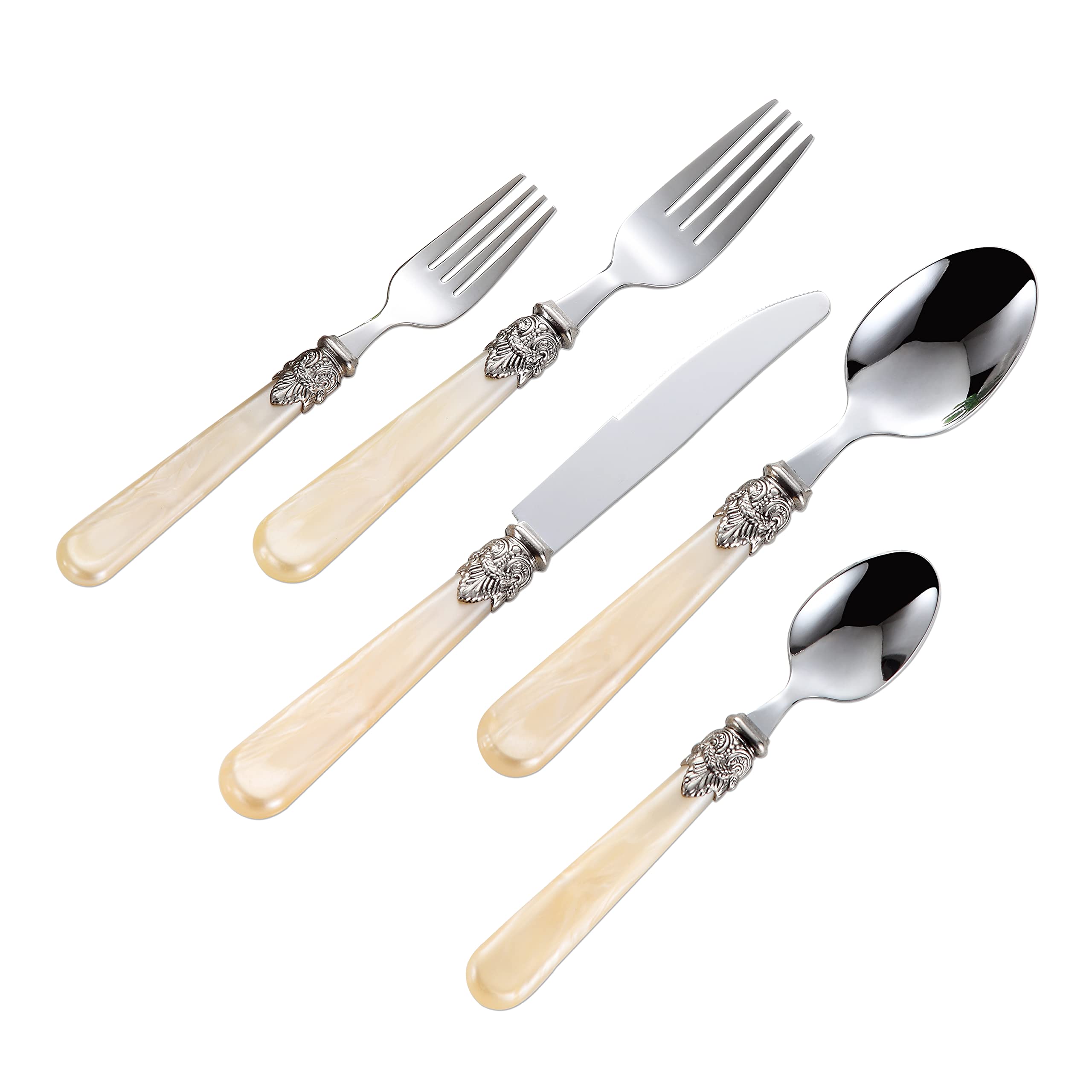 REVERIE 18/10 Stainless Steel Vintage Flatware Set - 30-Piece Silverware Set with Champagne Finish | Dishwasher Safe | Elegant Dining for Weddings, Parties & Formal Occasions