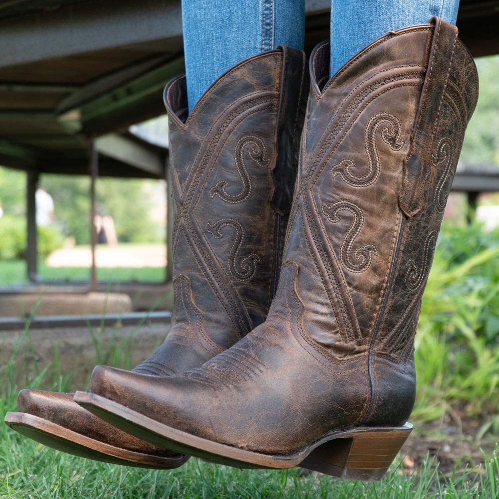 **Soto Boots Women's Cheyenne Leather Snipped Toe Cowgirl Boots – Genuine Leather Handcrafted Cowboy Boots for Women (M50041) – Perfect for Western Rides, Country Dancing & Casual Wear**
