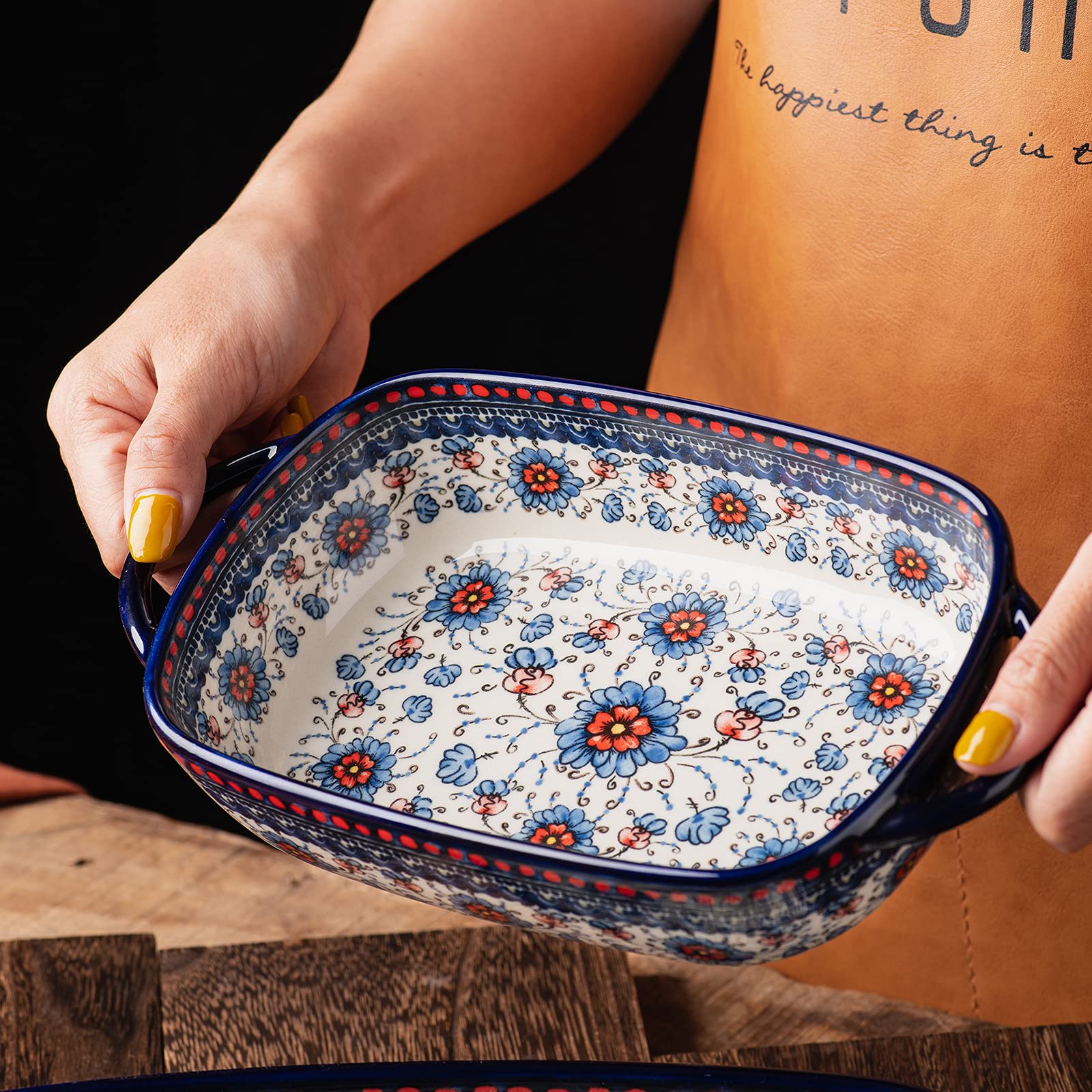 Blue Ceramic Baking Dish Set - 2-Piece Rectangular Casserole Pan for Lasagna, Oven Bakeware | Perfect for Family Dinners, Holiday Meals & Meal Prep