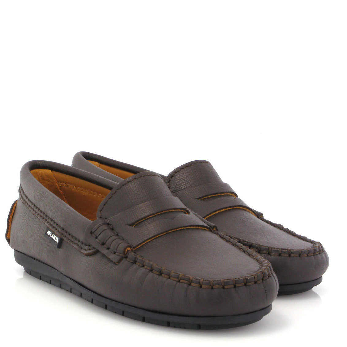 Premium Atlanta Dark Brown Textured Loafers for Men - Comfortable Moccasin Style Slip-On Shoes for Business Casual & Office Wear