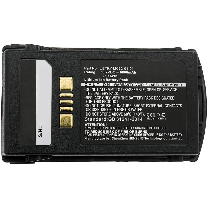 Synergy Digital Barcode Scanner Battery Replacement for Motorola BTRY-MC32-01-01 - 6800mAh Li-ion 3.7V Power Pack - Perfect for MC32 Barcode Scanners in Retail, Warehouse & Inventory Management