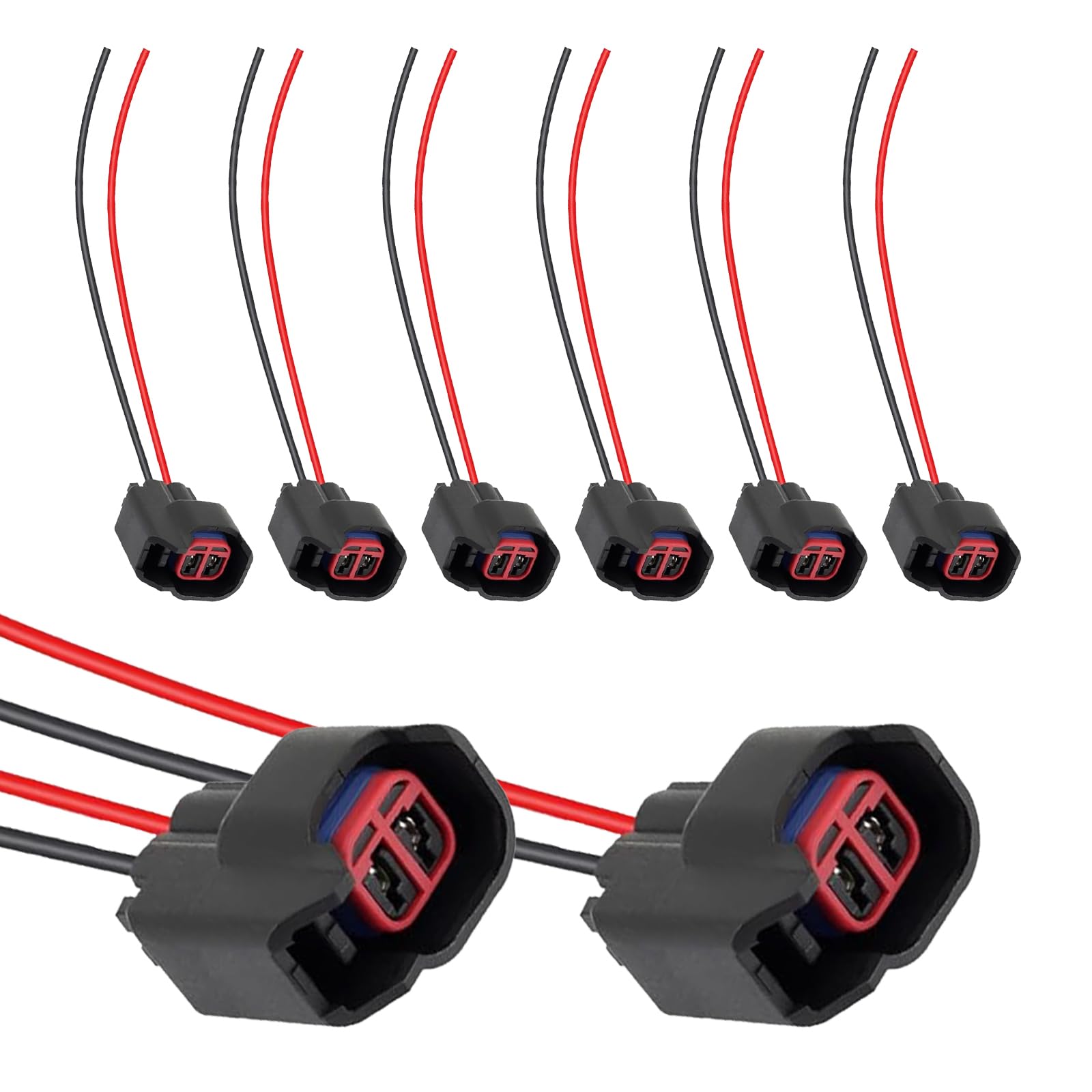 8-Piece Fuel Injector Connector Pigtail Set - Replacement for OEM# 5013995AA, 5161919AA - Compatible with Dodge Ram, Ford F-150, Chevrolet Silverado & More - Perfect for Engine Repairs & Automotive Electrical Upgrades