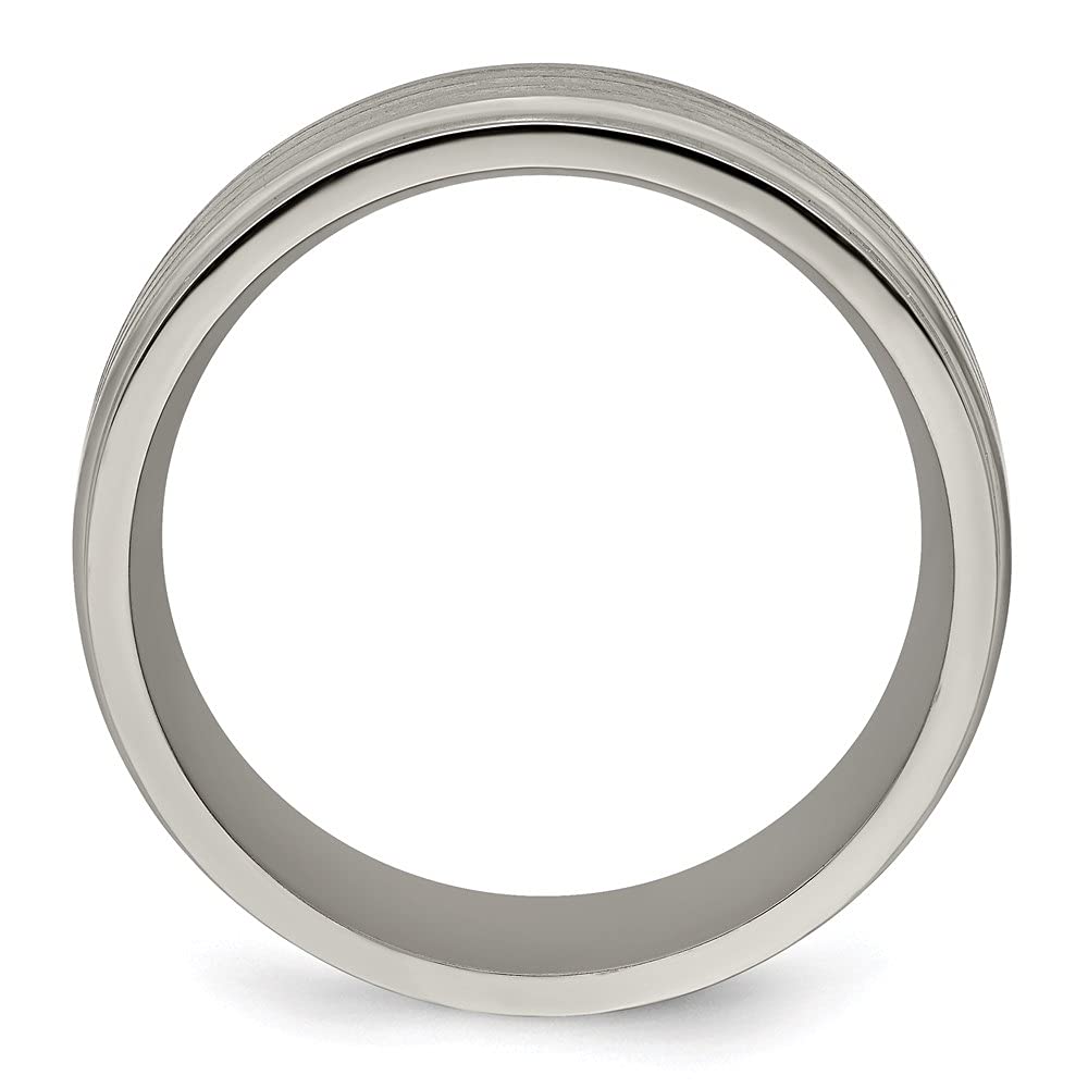 Diamond2Deal 9mm Titanium Sterling Silver Inlay Beveled Edge Wedding Band Ring for Men - Perfect for Engagement, Anniversary & Everyday Wear