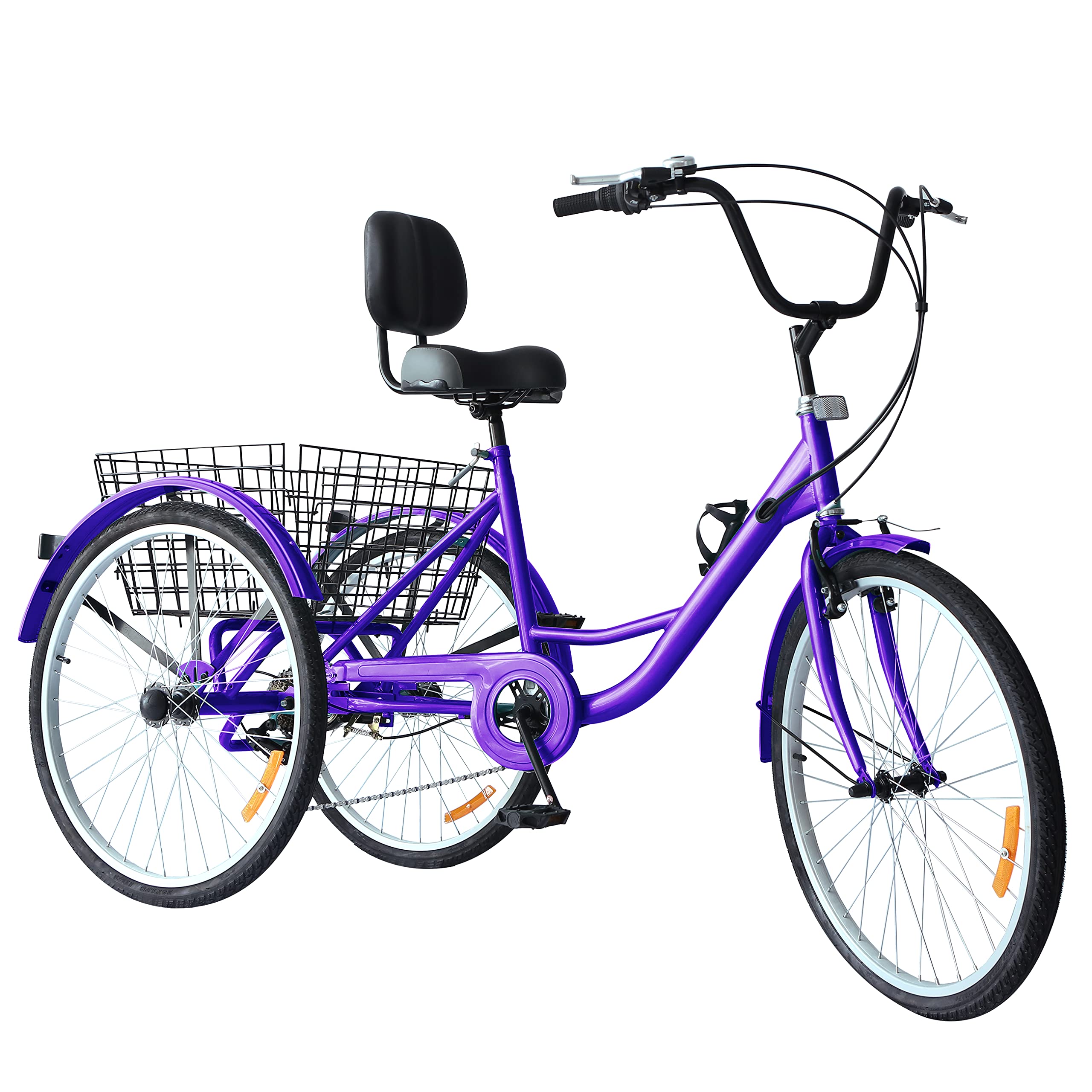 YESEEM 7-Speed Adult Tricycle 24/26 Inch 3-Wheel Bike with Basket - Comfortable Cruiser for Seniors, Women & Men - Perfect for Recreation, Shopping & Outdoor Activities (Multiple Colors)