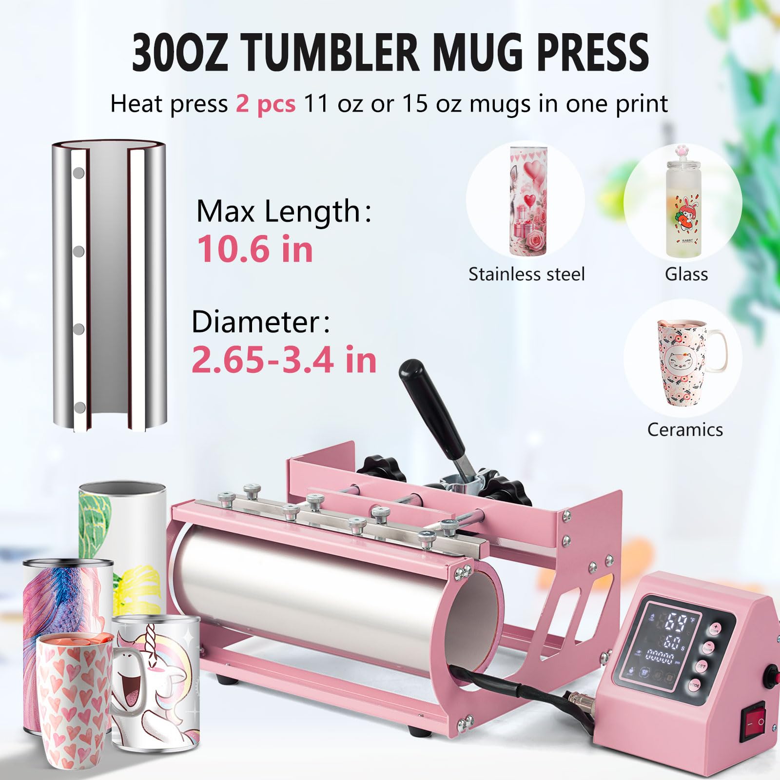 15x15 Inch 8-in-1 Heat Press Machine for T-Shirts, Hats, Mugs & Plates - Includes 30oz Tumbler Press - Perfect for DIY Sublimation, Custom Apparel & Small Business Printing