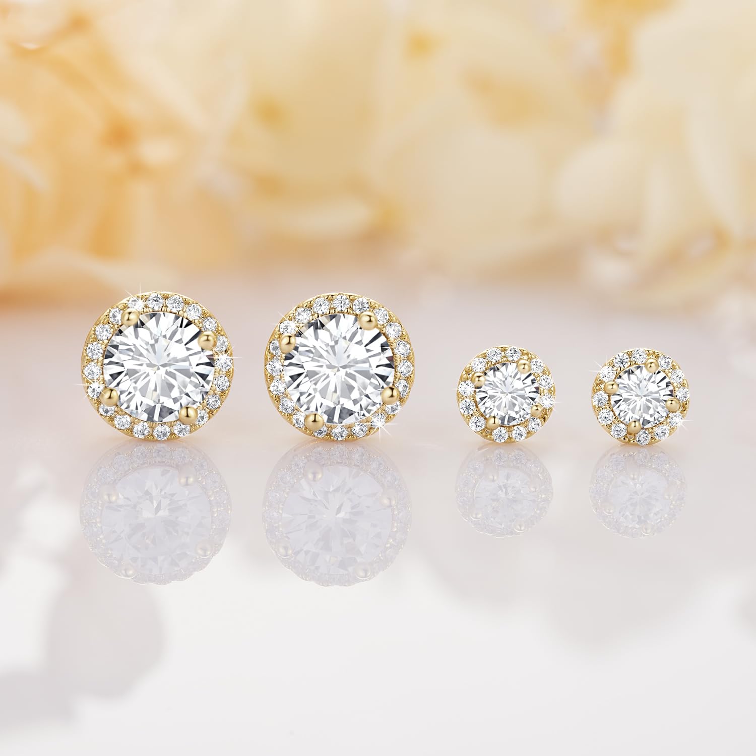 14K Gold Stud Earrings for Women - Lightweight Hypoallergenic Classic Small Gold Earrings (6.5mm & 8.5mm) | Perfect for Everyday Wear, Gifts & Special Occasions