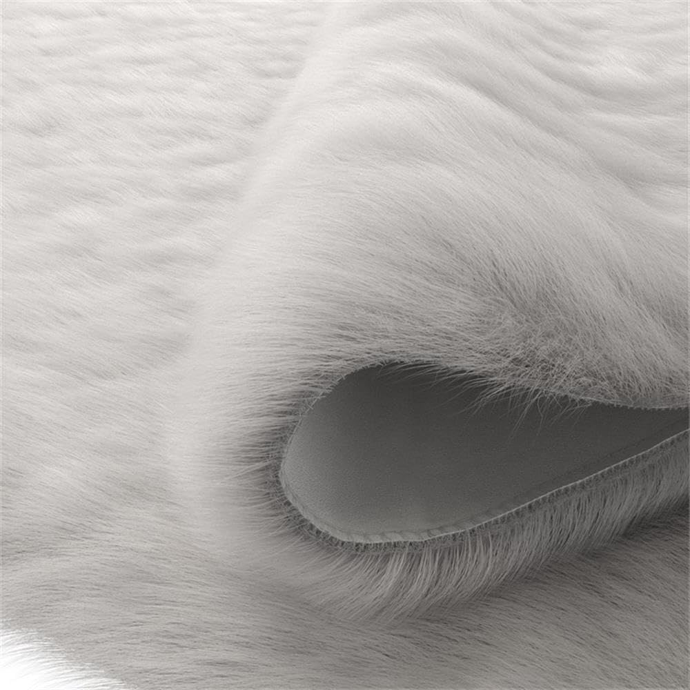 Abacasa Gloss White Acrylic and Polyester Faux Fur Area Rug - Soft Plush Shaggy Carpet for Living Room, Bedroom & Nursery Decor