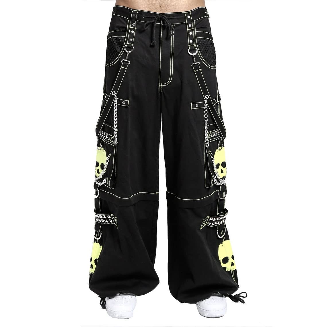 Premium Gothic Bondage Black Big Skull Men's Pants - Punk Rock Emo Alternative Trousers & Shorts | USA Made | Perfect for Concerts, Halloween & Alternative Fashion