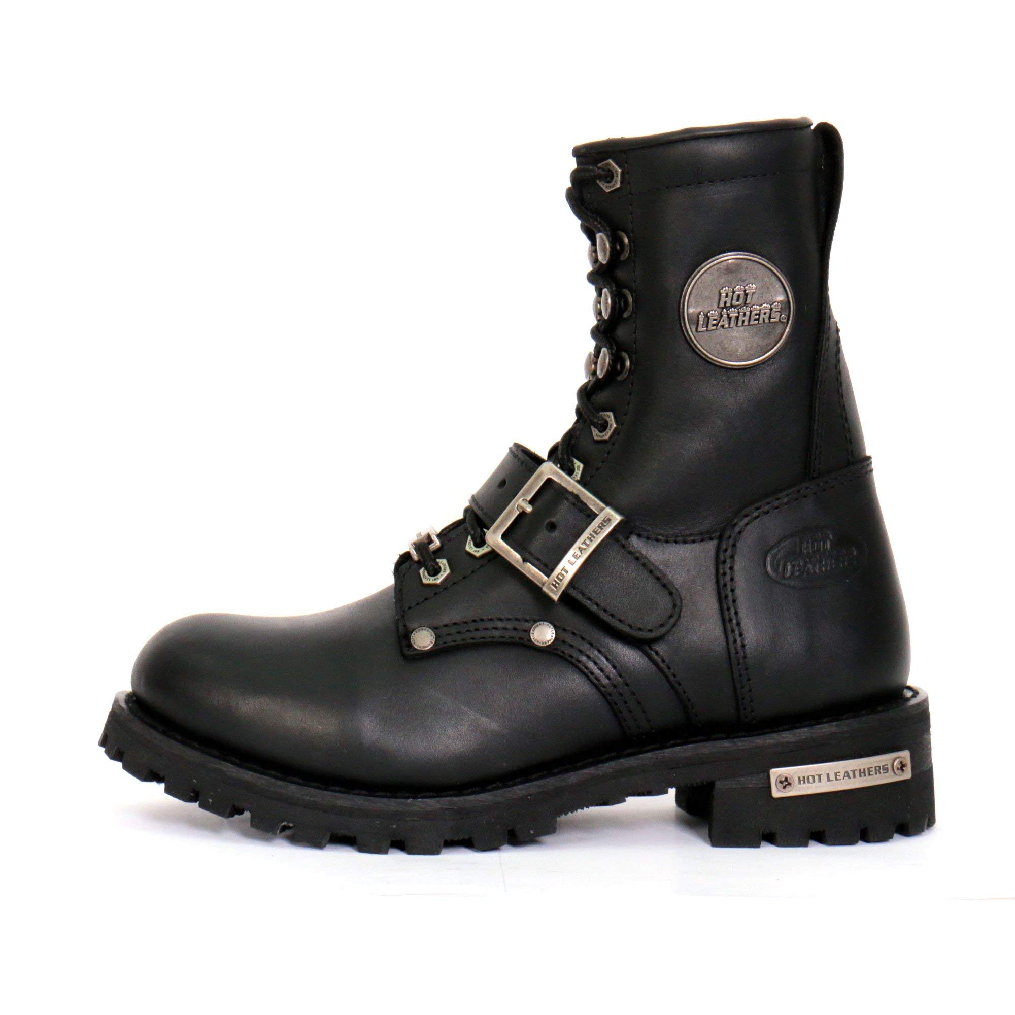 Hot Leathers BTL1001 Women's 7-Inch Tall Logger Leather Boots with Buckle - Size 11 | Durable & Stylish Work Boots for Hiking, Outdoor Adventures & Casual Wear