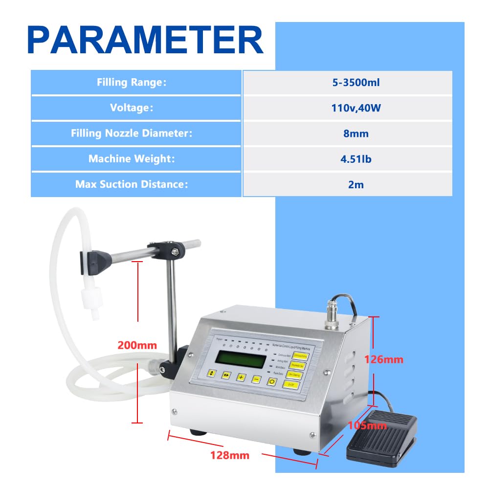 **Digital Liquid Filling Machine 5-3500ml, GFK-160A Juice Water Bottle Dosing Filler with Foot Pedal – Perfect for Home Brewing, DIY Cosmetics & Small Business Packaging**
