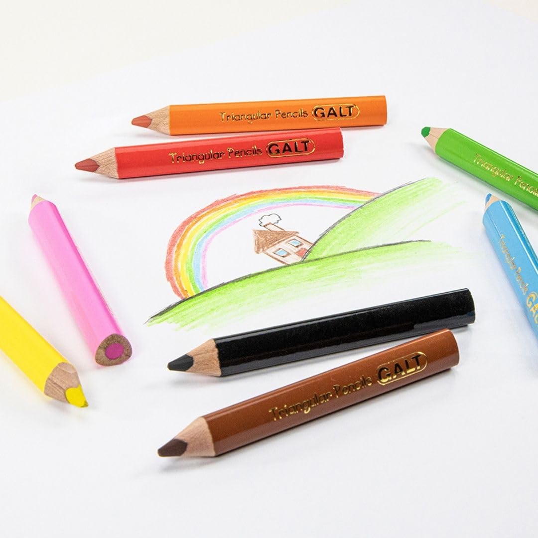 Galt Toys Triangular Pencils for Kids - 8-Piece Set for Easy Grip & Handwriting Practice | Perfect for School, Art Class & Home Learning Activities