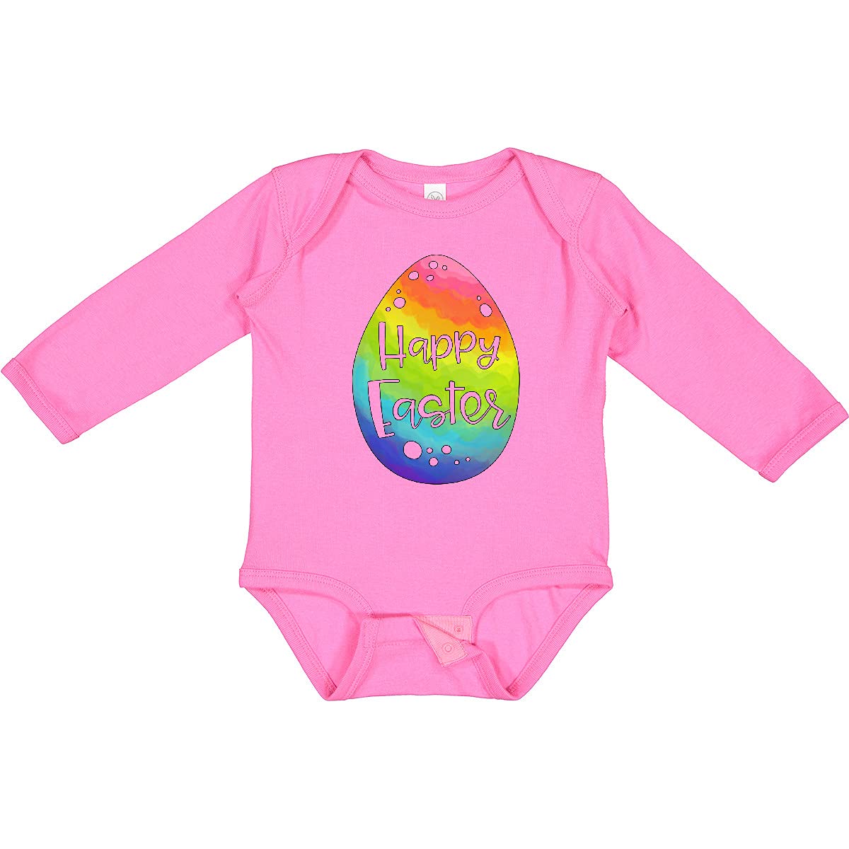 Inktastic Happy Easter Rainbow Easter Egg Long Sleeve Baby Bodysuit - Cute Easter Outfit for Boys & Girls, Holiday Photo Shoot & Family Celebration