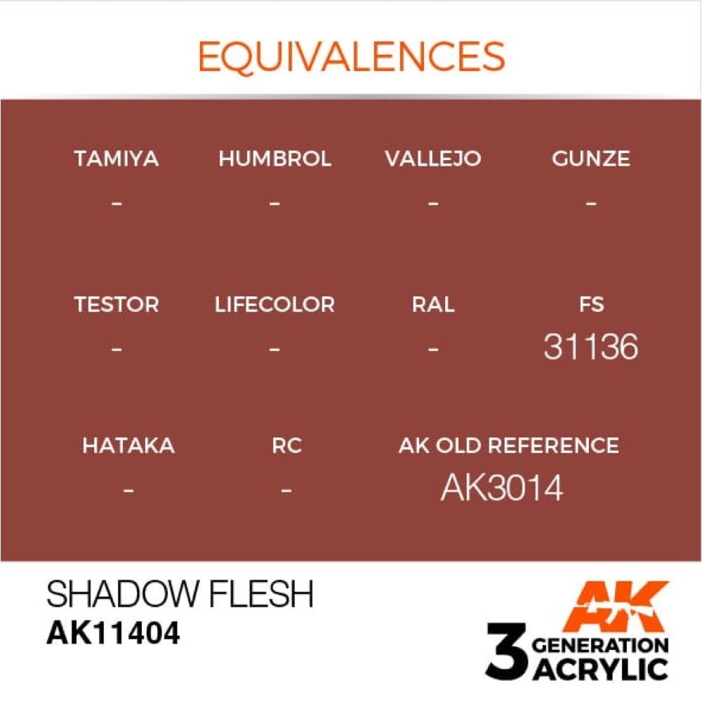 AK Interactive AK11404 3rd Generation Shadow Flesh Acrylic Paint - 17ml Bottle for Miniature Painting, Scale Models & Wargaming Figures - Perfect for Shading, Highlights & Realistic Effects