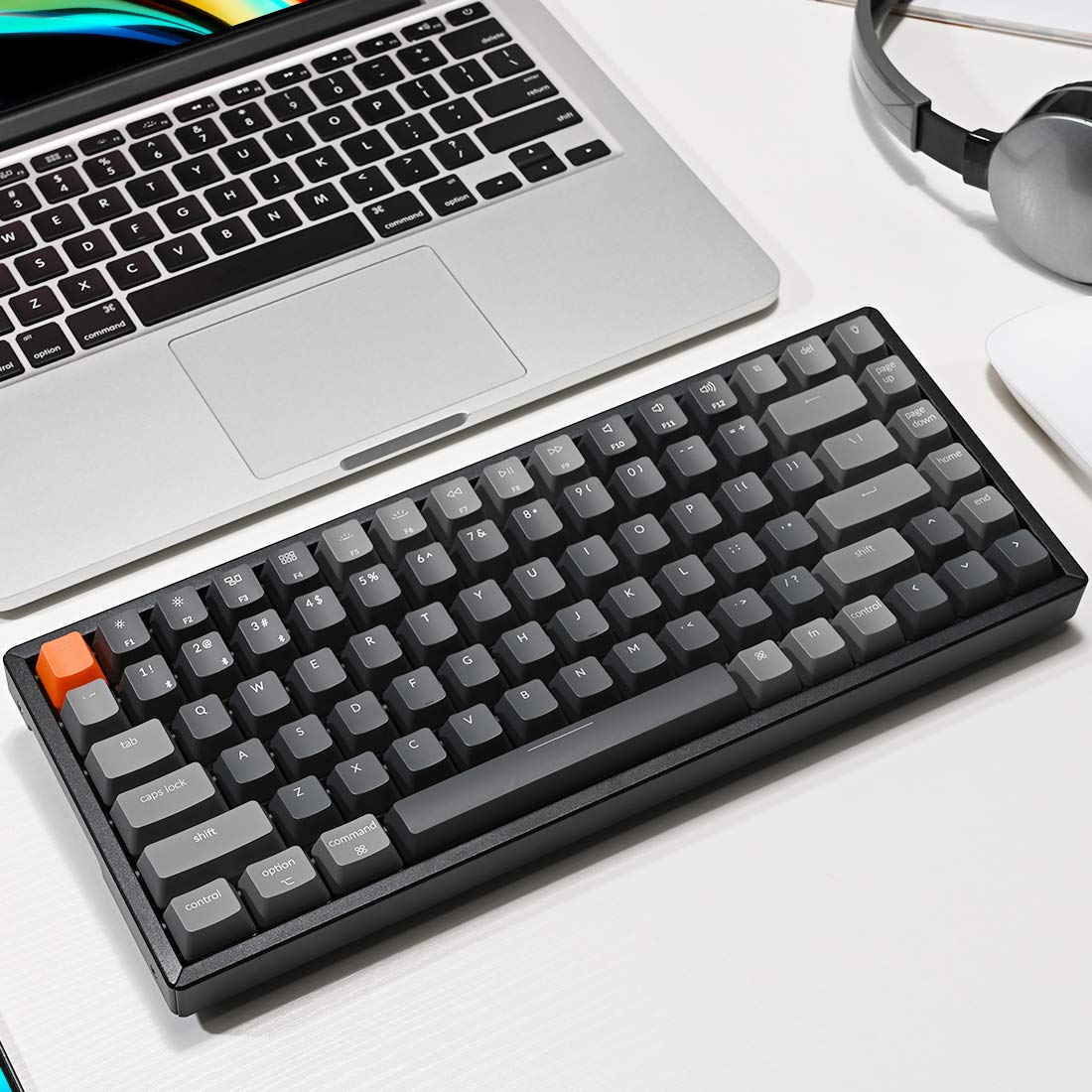 Keychron K2 V2 Wireless Mechanical Gaming Keyboard - 84 Key Compact Bluetooth/USB Wired RGB Backlit with Aluminum Frame | Gateron G Pro Brown Switches | Compatible with Mac & Windows | Perfect for Office Work, Gaming & Programming