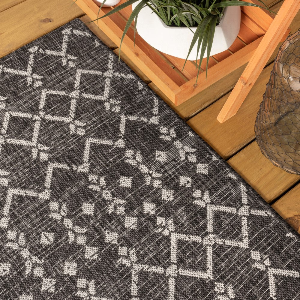 Ourika Moroccan Geometric Textured Weave Indoor/Outdoor Square Rug - Boho Chic Home Decor for Living Room, Bedroom, Patio & Porch