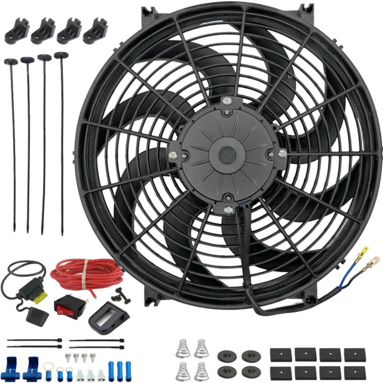 14-15 Inch 180W Electric Radiator Fan with Red Toggle Rocker Switch Wiring Kit - Universal Cooling Solution for Cars, Trucks & Off-Road Vehicles